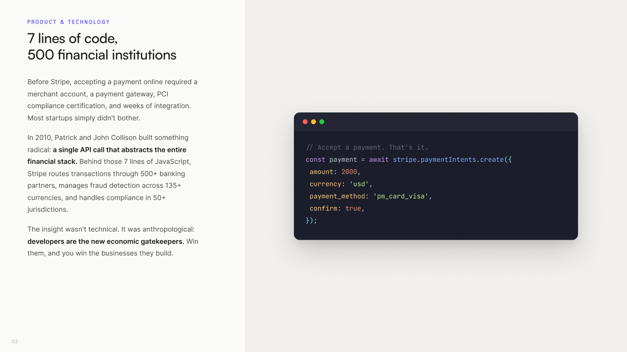 Deep Dive slide — code and metrics